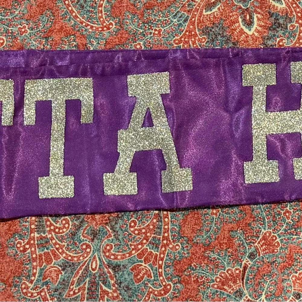 Purple Sash with Glitter Letters